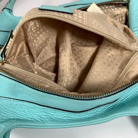 KATE SPADE Turquoise Aqua Leather Stevie Berkshire Road Slouchy Shoulder Bag - Picture 14 of 16